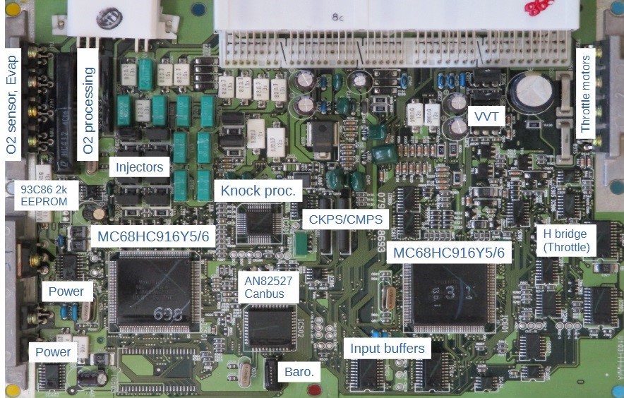 AJ27 ECU PCB Top Annotated