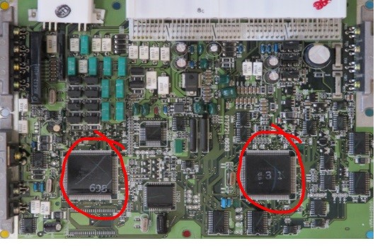 AJ27 ECU PCB CPUs highlighted